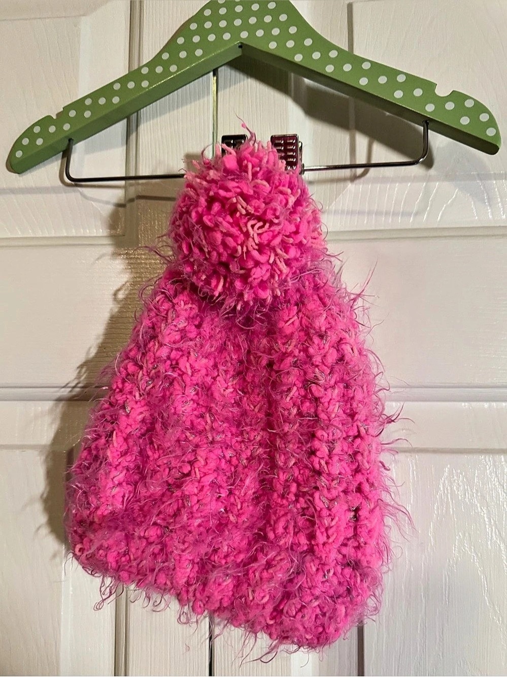 total girl Pink Fuzzy Knit Hat and Scarf Girls 7/14 Like New